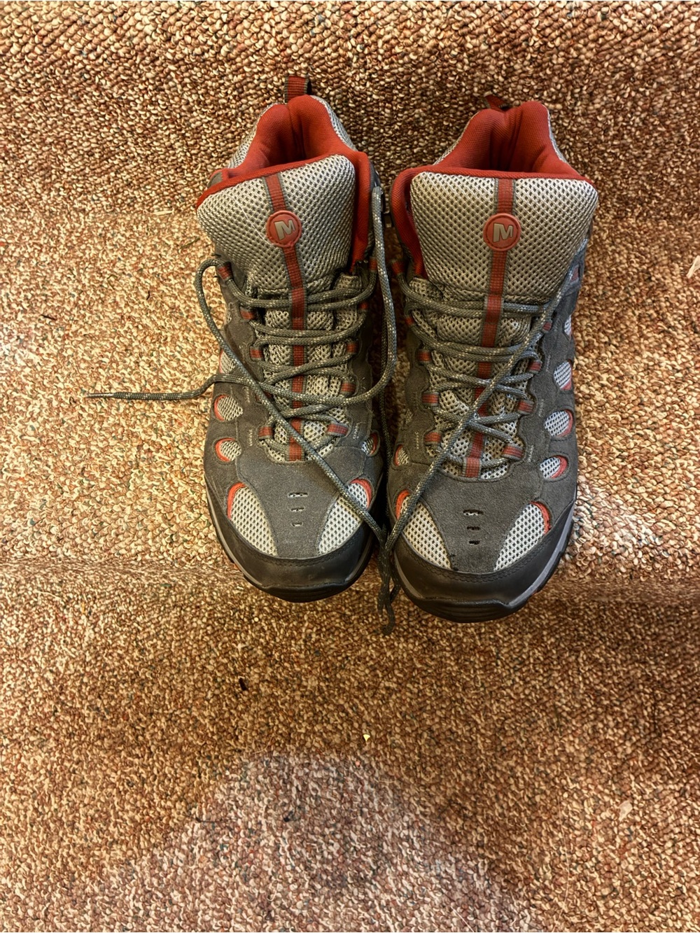 Merrell Red and Gray Trail Hiking Boots